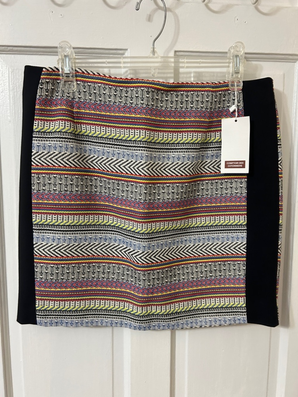 Comptoir Des Cotonniers Multicolor Striped Mini Skirt with Black Panels